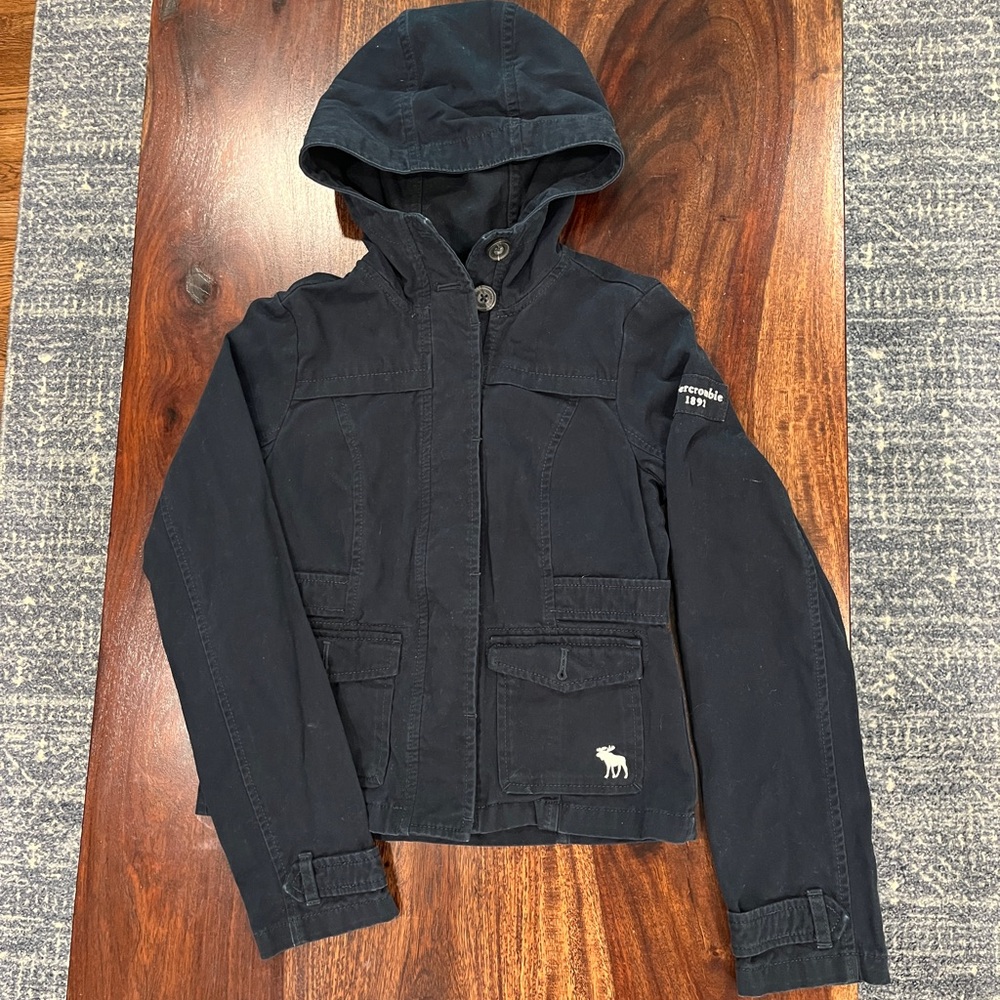 Abercrombie Kids Navy Hooded Jacket Cotton Size L